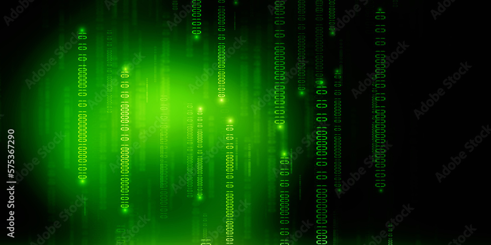 Poster 2d illustration abstract digital binary data on computer screen