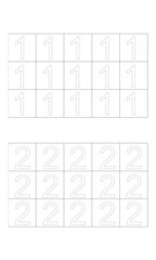 design numbers 1 and 2 to learn to write for children, numbers 1 and 2 to learn to write