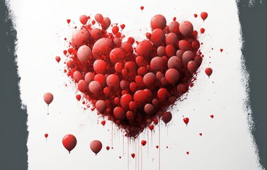 Red heart balloons, isolated on white background, generative AI