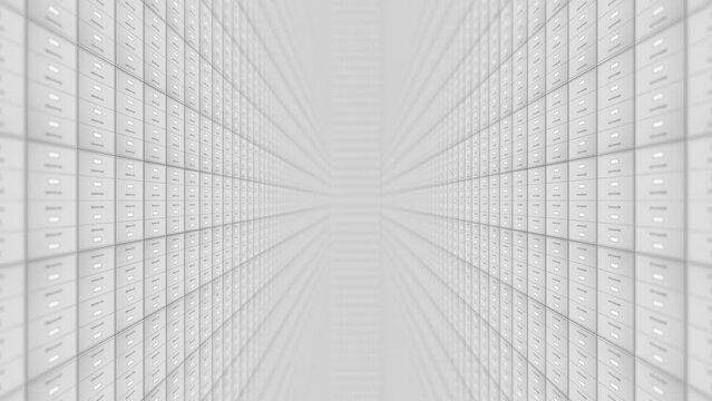 White mailboxes in an endless space