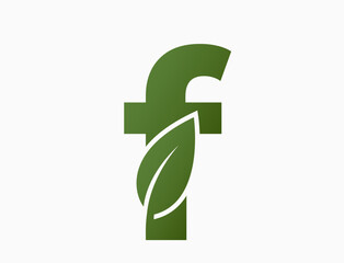 small letter f with leaf. alphabet eco logotype. nature and environment design element