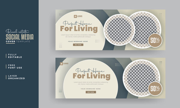 Real estate Facebook cover Banner template design, Set of elegant modern abstract home for sale corporate business Facebook cover, banner, social media post, timeline cover, web banner, design