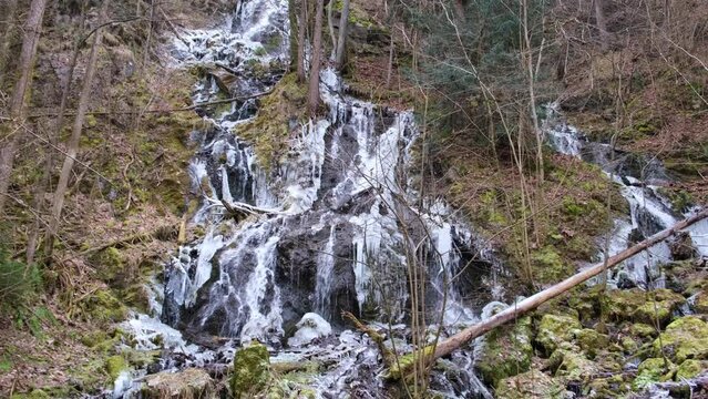 Frozen Waterfall in the Woods