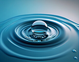 Blue liquid clear water waves background
