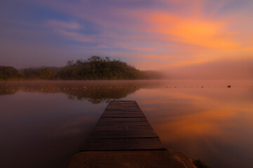 Sunrise, peace and silence at beautiful brazilian savannah. 