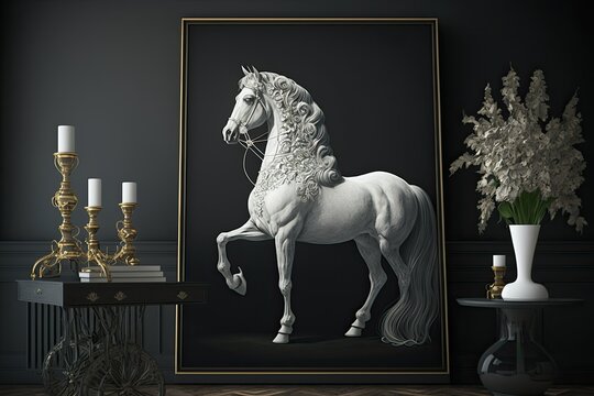Unusual gaming wallpaper featuring a royal horse and a monarch. Generative AI