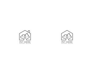 Dog and cat house home logo design template, pet love logo design suitable for pet shop, store, cafe, business, hotel, veterinary clinic, Domestic animal vector illustration logotype, sign or symbol