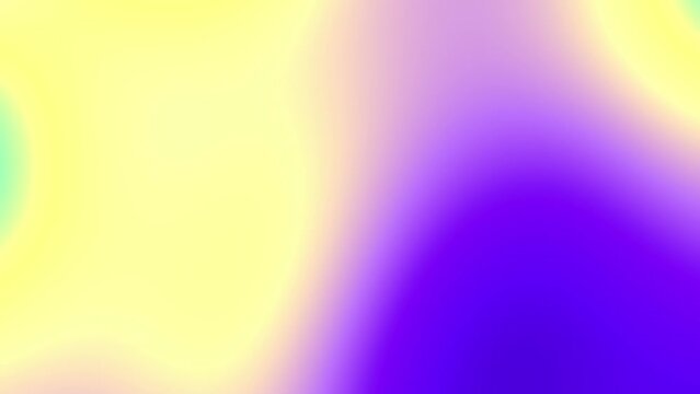 Multicolor gradient background. Yellow blue green and purple color transitions. Liquid animation. Blurred texture of abstract round shapes flowing motion. Pastel neon rainbow colors website banner