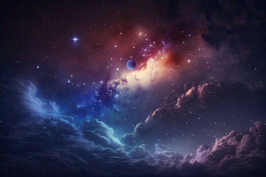 Background of a starry night sky Milky Way galaxy, starry night sky, and cosmic background. Generative AI
