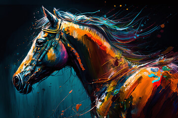 Koń malowany abstrakcyjny obraz
