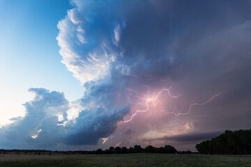 Thunderstorm cumulonimbus cloud with lightning