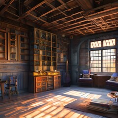 A room with a touch of rustic and industrial charm.2, Generative AI