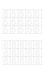 design of numbers 5 and 6 to learn to write for children, numbers 5 and 4 to learn to write