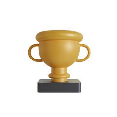 3d illustration of golden trophy for champion.