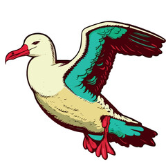 Colorful albatross pop art style vector illustration