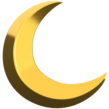 3d crescent moon icon, for UI, poster, banner, social media post. 3D rendering