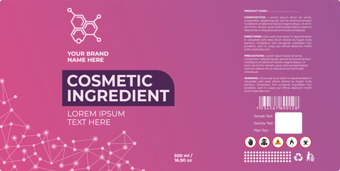 Cosmetic Ingredients Label Design, Raw Material Product, Cosmetic Grade Label Design, Cleaner Packaging, Cosmetic Packaging and Pharmaceutical Label Design Illustration Vector Template