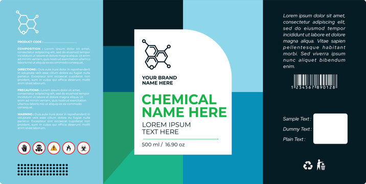 Chemical Label Design, Chemical Product, Hazardous Product Label Design, Cleaner Packaging, Cosmetic Packaging and Pharmaceutical Label Design Illustration Vector Template Design