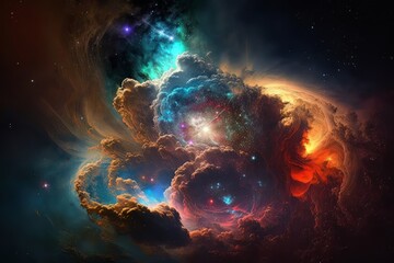 Obraz na płótnie Canvas Colored Galaxy, Futuristic cosmos design, stars in space. Generative AI Technology