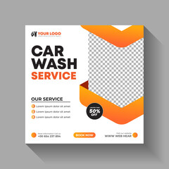 Car washing service creative social media post banner design or square flyer	