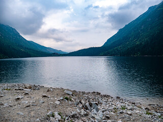 beautiful lake czarny staw situated in the polish high tatra mountains