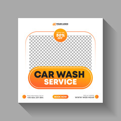 Car washing service creative social media post banner design or square flyer	