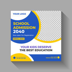 School admission creative social media post and web banner design