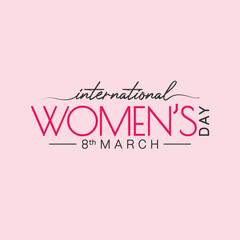 International Women's Day with 8 March Text Typography isolated on pink background