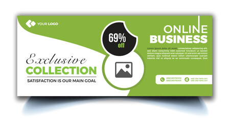 Facebook business online cover page timeline horizontal web ad banner template with photo