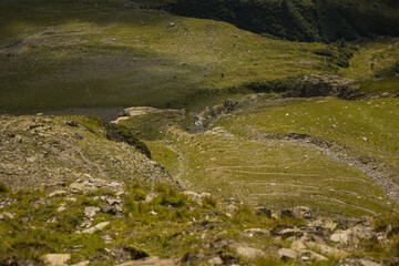 Zigzag trail in the Alps