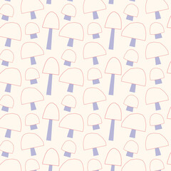 Mushroom pattern. Mushroom seamless pattern. Mushroom background. Retro pattern