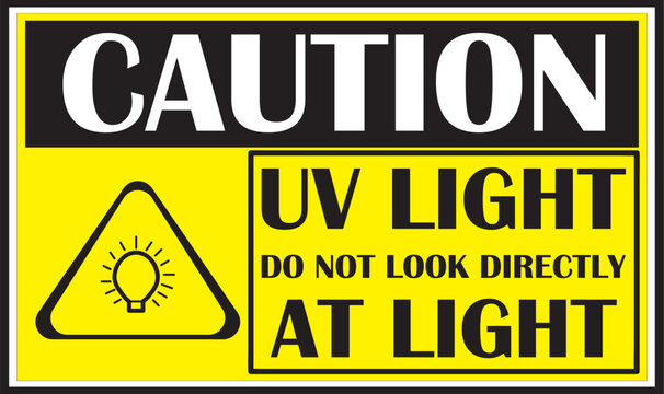 Uv light warning sign vector, do not look directly at uv light sign vector