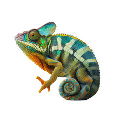 chameleon isolated on white - obrazy, fototapety, plakaty