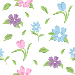 Pink, blue and violet flowers, flowers seamless pattern,  gentle seamless flower pattern, summer flower pattern, swimsuits seamless pattern,   