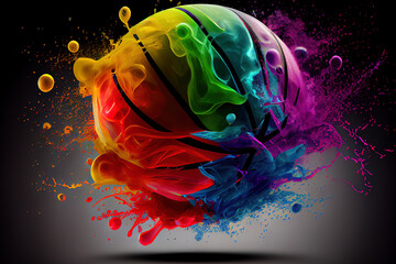 Color basketball, realistic. Generative Ai