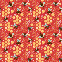 Seamless pattern with cute bees and sunflower