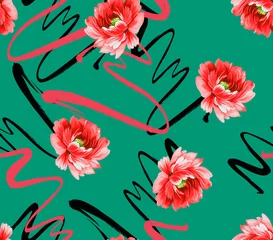 Fotobehang seamless abstract pattern. Textile pattern, flower print pattern for textile design and fabrics. Digital Paper, Digital Patterns, Backgrounds, Graphics pattern  © Workartpattern