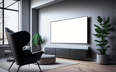 Mockup a TV with armchair in living room