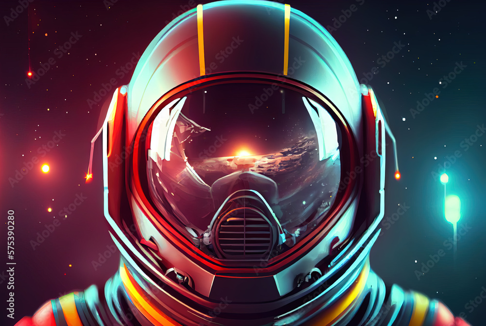 Poster astronaut in space suit in space portrait. generative ai