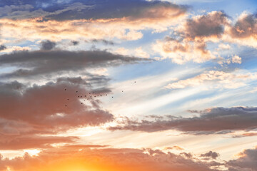 Fototapeta na wymiar Beautiful evening sky with clouds at sunset.