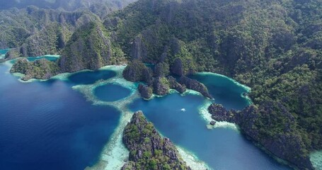 Twin Lagoon. It is a Very Popular Place Among Tourist in Coron, Palawan, Philippines. Landscape and Islands in Background