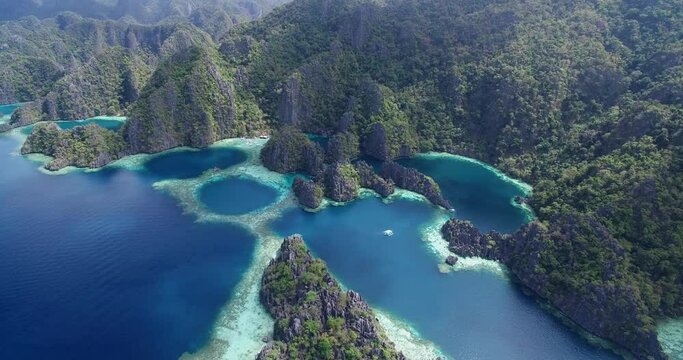 Twin Lagoon. It is a Very Popular Place Among Tourist in Coron, Palawan, Philippines. Landscape and Islands in Background