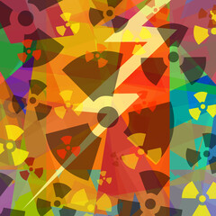 Atomic power bright colorful radioactive background