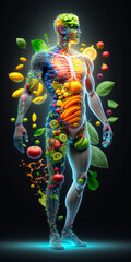 Body healthy diet detox fruit vegetable alkaline diet AI generated illustration
