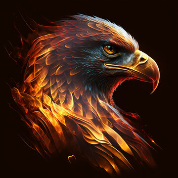 fire eagle head, generative AI.