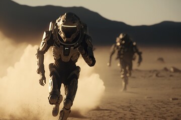 Naklejka premium Soldier in other planet