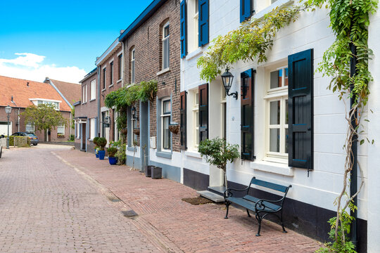 Narrow street in the old town of Stevensweert-Limburg, Netherlands