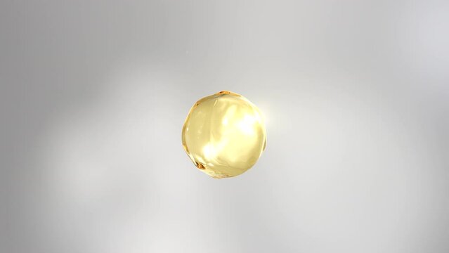 3D animation and rendering droplet collagen vitamin movement from dropper on white background.Beauty and cosmetic animation conceptual.