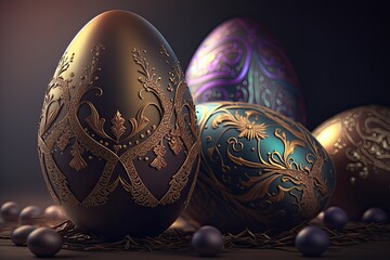 Easter decorative art eggs bunny 