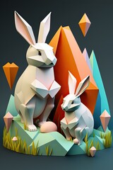 Easter decorative art eggs bunny 